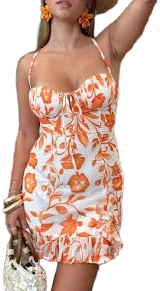 12th Tribe Belle Mocha Floral Mini Dress