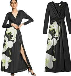 ALTUZARRA for Target Women's Floral Print V-Neck Black Maxi Dress M XS