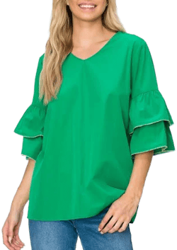 Wesenia Ruffled Trimmed Beading Top