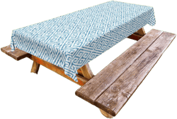 Ambesonne Geometric Outdoor Tablecloth, Tile Mosaic Pattern in Antique Meander and Camo Style Effect Print Modern, Decorative Washable Picnic Table Cloth, 58" X 104", Baby Blue 104" x 58" (Rectangular) Baby Blue