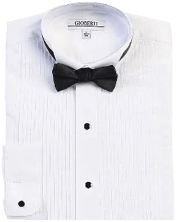 Gioberti Men's Wing Tip Collar Tuxedo Dress Shirt with Bow Tie
