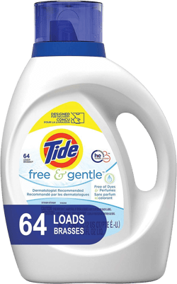 Tide Free and Gentle HE Laundry Detergent Liquid, 64 Loads, Unscented and Hypoallergenic for Sensitive Skin, Free and Clear of Dyes and Perfumes (Packaging May Vary) 100 Fl Oz (Pack of 1)