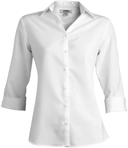 Edwards Women's 3/4 Sleeve Oxford Dress Blouse Blue 3XL