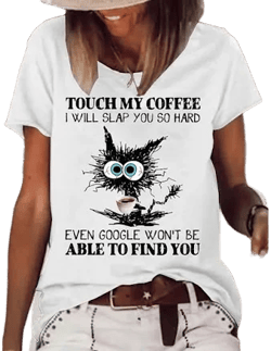 LightInTheBox Women's Round Neck Short Sleeve Cat Letter Text T-Shirt