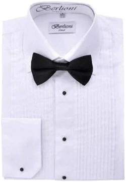 Berlioni Italy Men's Tuxedo Dress Shirt with Bow-Tie