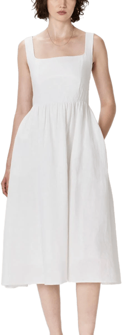 Quince Women's European Linen Fit & Flare Midi Dress