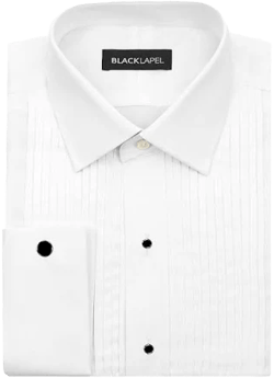 Black Lapel Pleated Tuxedo Shirt
