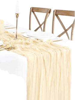 3 Pack Beige Cream Cheesecloth Table Runner, 35x120 Inches Cream Gauze Table Runner Boho Cheese Cloth Table Runner for Wedding Bridal Shower Decoration Table Decor Beige 10ft x 3pcs