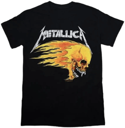 Men Metallica Flaming Skull Tour 94 T Shirt
