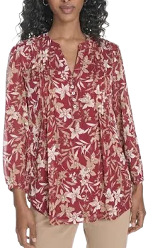 Tommy Hilfiger Women's Floral Pintucked Blouse