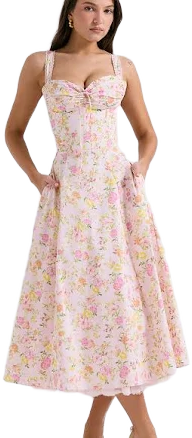 House of CB Rosalee Floral Stretch Cotton Petticoat Dress