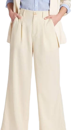 One5one Lily High Rise Wide Leg Pleated Linen Pants