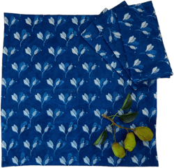 Indigo Resist Block Print Cotton Napkins (Sprigs)