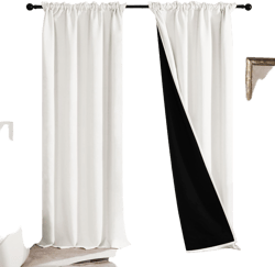 Deconovo Total Blackout Curtains, Rod Pocket Thermal Insulated Drapes for Bedroom, 2 Panels, 100% Light Blocking, Energy Saving Curtains, Cream, W52 x L84