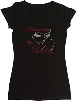 Rhinestone Ask Me About My Lashes Face T-Shirt