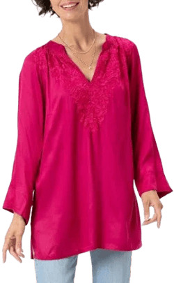 Rockflowerpaper Women's Embroidered Satin Tunic