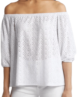 Loveappella Women's Off-the-Shoulder Eyelet Top
