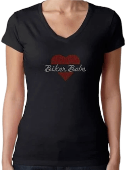 Rhinestone Bling Biker Babe T-Shirt