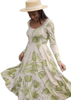 Les Fleurs Women's Organic Cotton Luna Midi Dress