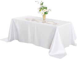 Horbaunal White Satin Tablecloth 60 x 102 Inches Rectangle Satin Table Cover Bright Silk Table Cloth for Wedding Party Banquet