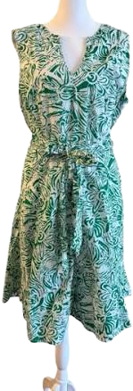 George Green White Floral Print Sleeveless Fit Flare Dress