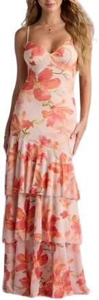 Blissful Aura Floral Ruffle Maxi Dress