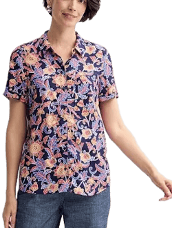 Women's Croft & Barrow Camp Shirt, Size: XL, Navy Artisan Blooms