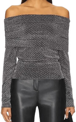 LNA Liya Fold Over Rhinestone Top