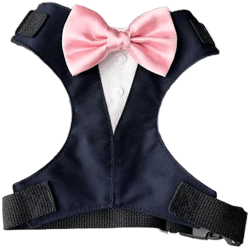 Custom Dog Tuxedo Harness with Satin Bow Tie