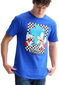 Sonic The Hedgehog Men's Classic Checker Run Graphic Tee