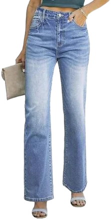 Women's Casual High Waist Wide Leg Jeans with Pockets