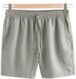 Next Black Signature Linen Elasticated Waist Shorts