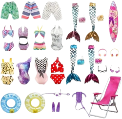 8pcs/Pack Summer 11.8 in/30cm Doll Clothes and Accessories Set Bikini Beach Shorts, Fashion doll clothes, Baby doll accessories, La bubu doll clothes