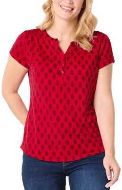 Liz Claiborne Women's Split Crew Neck Short Sleeve Blouse