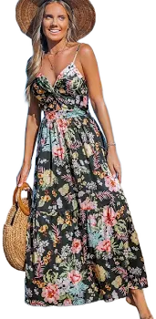 Cupshe Tropical Flowers Keyhole Maxi Dress