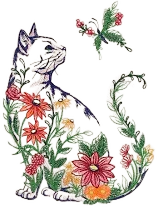 Floral Embroidered Kitten Sweatshirt