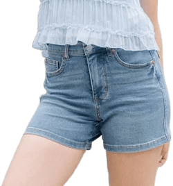 Selene High Rise Tummy Control Denim Double Waistband Shorts