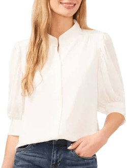 CeCe Women's Puff Sleeve Button-Up Shirt