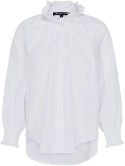 Veronica Beard Women's Calisto Ruffle Collar Cotton Button-Up Shirt