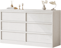 Whizmax 6 Drawer Dresser for Bedroom, Modern Double Dresser Organizer with Storage, Wooden Chest of Drawers for Bedroom, Living Room, Nursery- White