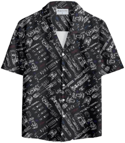 Space War Weapons Button Up Shirt with Pocket