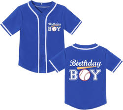 Kids Baseball Jersey Birthday Boy Shirt Baseball Theme Birthday Outfit Personalized Sport Tee 6 Months-14 Years Blue 6 Years
