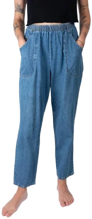 Vintage Chic Cinched Elastic High Waist Jeans