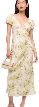 Abercrombie & Fitch Women's Puff Sleeve Floral Midi Dress