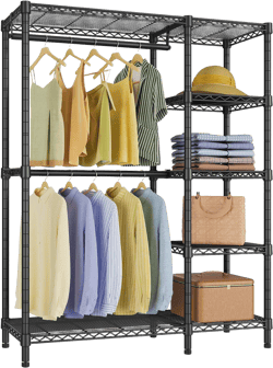 VIPEK V7 Garment Rack for Hanging Clothes Heavy Duty Clothes Rack with Shelves, Portable Closet Racks Metal Clothing Racks 5 Tiers Freestanding Closet Wardrobe System, Max Load 670lbs, Black