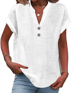 Women's Lightweight Summer V-neck Short Sleeve Blouse
