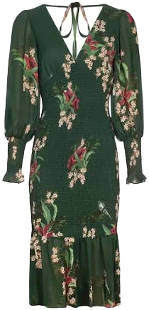 Women's Floral Print Bodycon Long Sleeve Dress