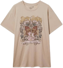 Women's Torrid Dolly Parton Relaxed Cotton Crew Tee in Beige-Tan