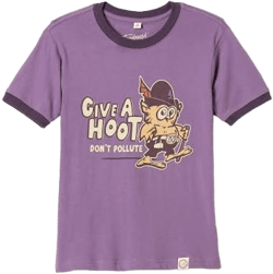 The Landmark Project Kids' Give A Hoot Don't Pollute Youth Short Sleeve Ringer Tee