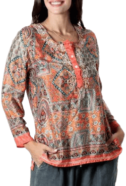 Novica Hand Embroidered Floral Tunic from India